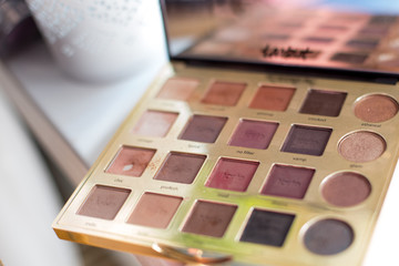 Colorful Eye Shadow Palette Makeup Products close up