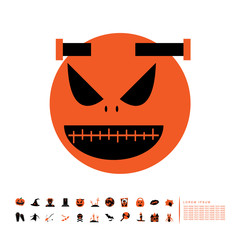 Halloween zombie icon flat design