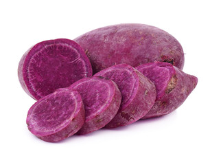purple sweet yams isolated on white background.