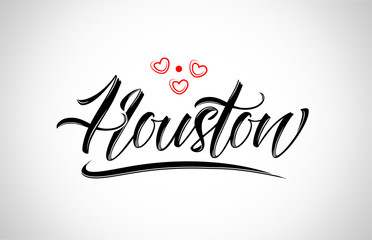 houston city design typography with red heart icon logo