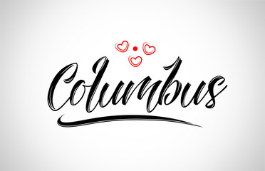 columbus city design typography with red heart icon logo