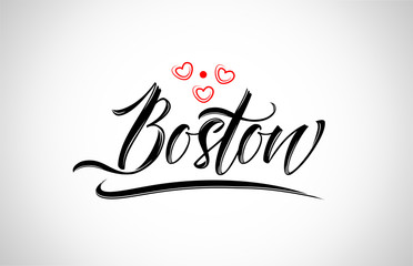 boston city design typography with red heart icon logo