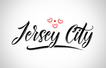 jersey city city design typography with red heart icon logo