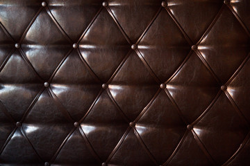 Genuine leather upholstery background decoration in Brown tones.