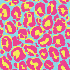 Seamless pattern with colorful leopard fur texture. Repeating leopard fur background for textile design, wrapping paper, wallpaper or scrapbooking.
