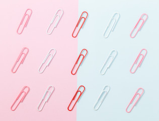 paper clips on pastel background
