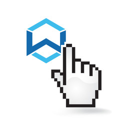 Fototapeta premium Wanchain Cryptocurrency Coin Sign Hand Cursor Click Isolated