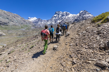 Fototapeta premium Trekking inside Andes valleys, central Chile at Cajon del Maipo, Santiago de Chile, amazing views over mountains and glaciers with awesome hikings