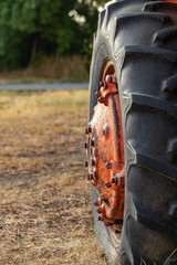 vintage farm truck with rusted metal parts