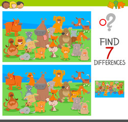 differences game with dog and cat characters