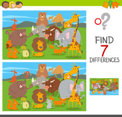 Fototapeta premium differences puzzle game with animal characters