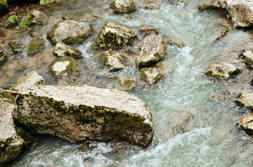 Cascade of a mountain river. Background. - 220117790