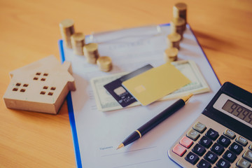 Rental agreement document with keys and Credit Cards