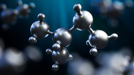3D illustration of abstract silver metal molecule background