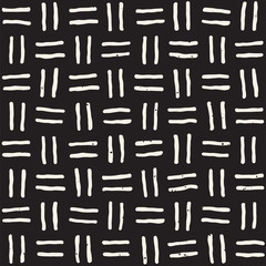 Hand drawn seamless pattern. Abstract geometric shapes background in black and white. Vector ethnic style texture.