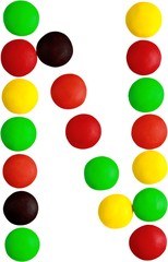 Letter N made out of candy