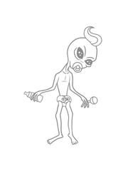 Fototapeta premium baby kind schwanger mama papa schnuller rassel windel alien ausserirdischer weltall ufo weltraum besucher grau grey grusselig entführen monster böse comic cartoon clipart horror halloween