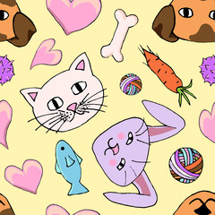 Seamless pets pattern illustration