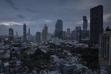 Bangkok city scape with beatiful moment of light