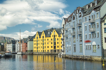 Fototapeta na wymiar Alesund is a city in the Norwegian