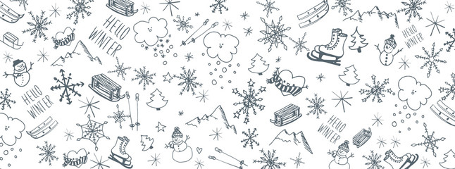 Winter doodles background