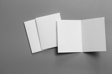 Blank portrait mock-up paper. brochure magazine isolated on gray, changeable background / white paper isolated on gray