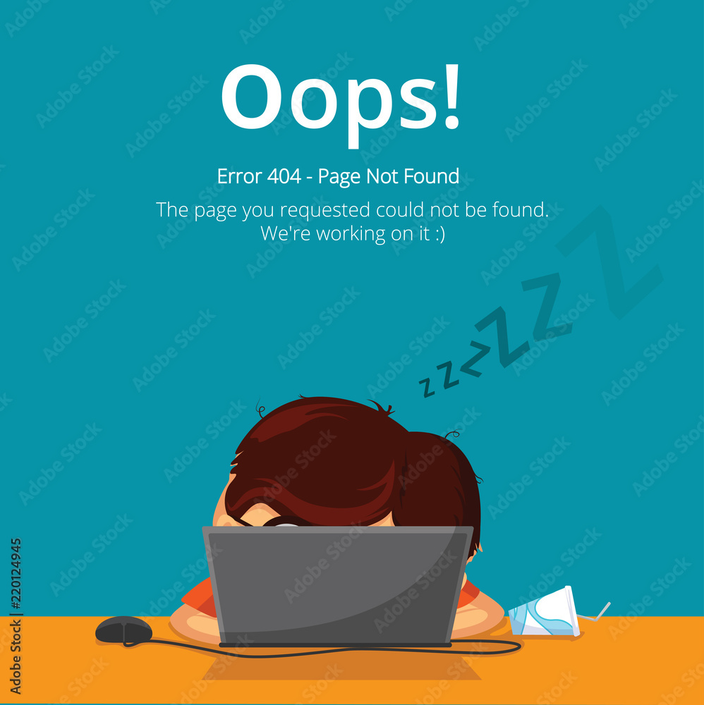 Poster error 404 page layout vector design. website 404 page creative concept. the page you requested could