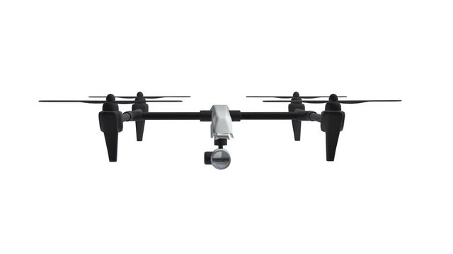 Remote control air drone. Dron flying with action video camera. Available in FullHD video 3d render footage