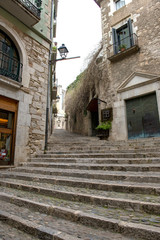 Steps leading to houses in Girona