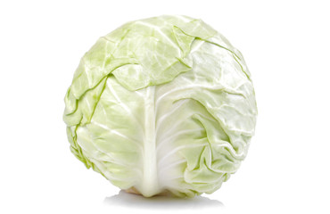 Fototapeta premium A large head of fresh cabbage on a white isolated background. vegetables. close-up