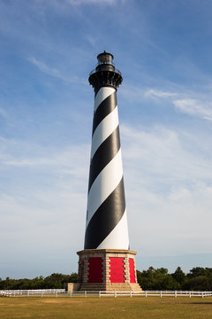 Cape Hatteras Light House with a Blue Sky and Wispy Clouds