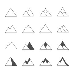 Mountain vector icons set.