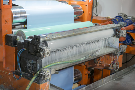 aluminum rolls are painted on special machines on the factory line