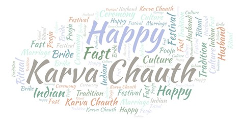 Obraz premium Happy Karva Chauth word cloud.