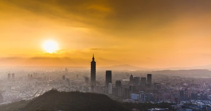 nightview skyline timelapse in jiu wu peak taipei Xiangshan taiwan