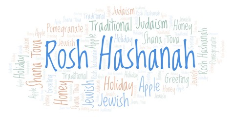 Obraz premium Rosh Hashanah word cloud.