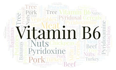 Fototapeta premium Vitamin B6 word cloud.