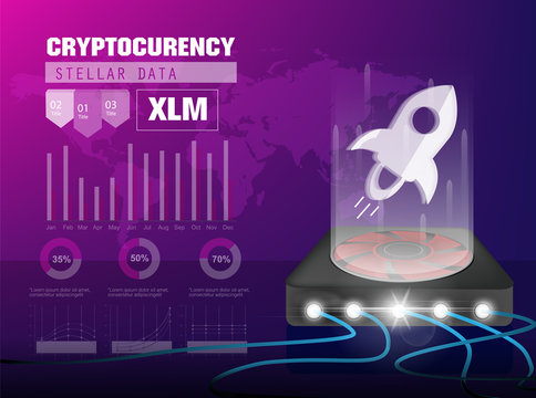 Cryptocurrency icon with info graphic digital style on modern background:XLM icon