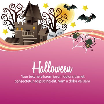 happy halloween witch dark haunted house