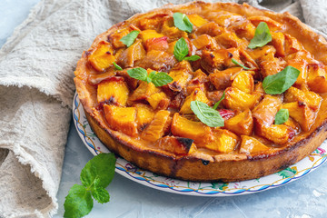 Traditional Italian pie with peaches.