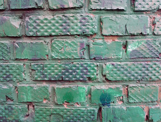 background vintage brick wall painted in green
