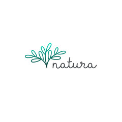 Vector logo design template for organic and natural products. Healthy lifestyle and vegan sign