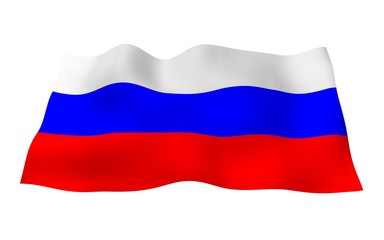 Waving flag of the Russian Federation. The National. State symbol of the Russia. 3D illustration