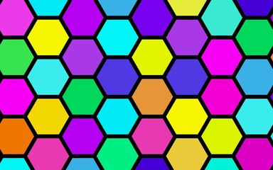 Honeycomb many color, multicolored. Isometric geometry. 3D illustration
