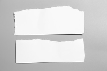 white torn paper on gray background. collection paper rip