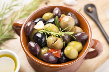 Foto op Plexiglas Variety of marinated olives. Mediterranean recipe © Formatoriginal
