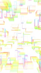 Colorful abstract digital and technology background. The pattern with repeating rectangles. 3D illustration