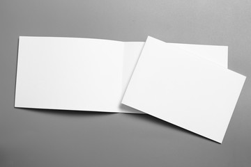 Blank portrait mock-up paper. brochure magazine isolated on gray, changeable background / white paper isolated on gray