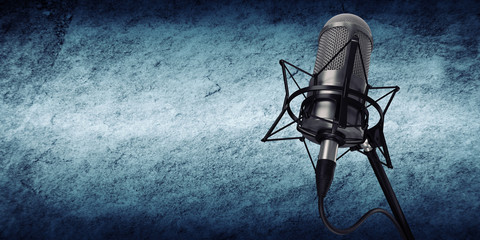 microphone in studio at background 3d illustration
