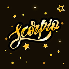 Scorpio lettering Calligraphy Brush Text horoscope Zodiac sign